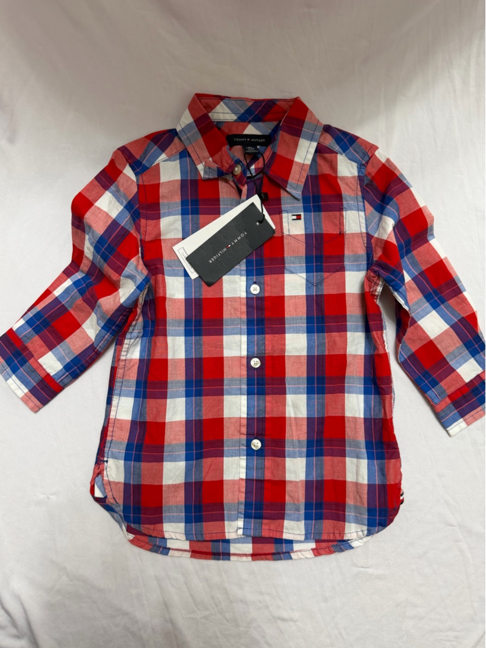 Tommy Hilfiger Boys Plaid Shirt XXS 2-3 Long Sleeve NWT